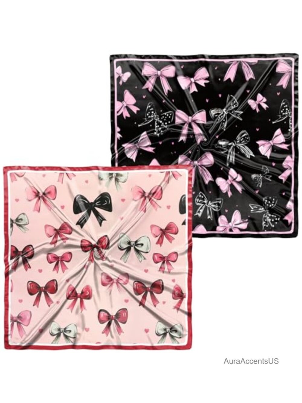 2 PCS Satin Scarf Square Hair Wrap 27.5 Inches Silk Feeling Head Scarf